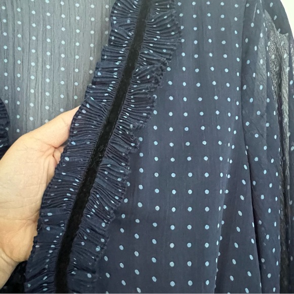 Zara Polka Dot Navy Dress with Pleats - Picture 8 of 10